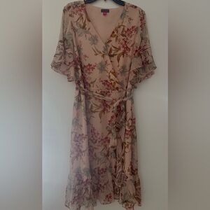 Vince Camuto Pink Floral Midi Dress